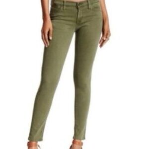 Hudson Krista Ankle Super Skinny w Raw Jeans Women's Skinny Jeans in Olive Green